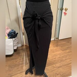 BuffBunny Black Tie-Front Maxi Skirt